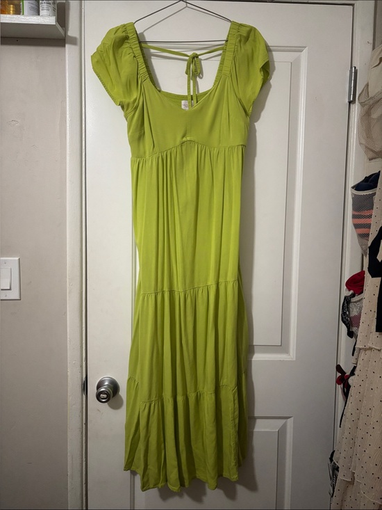 Ingrid & Isabel Dresses & Skirts - Ingrid & Isabel Lime Green Tiered Maxi Dress with Tie Back